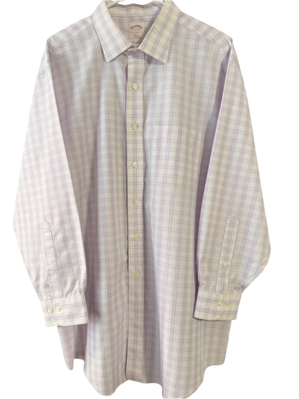 Brooks Brothers Lavender and White Plaid Dress Shirt